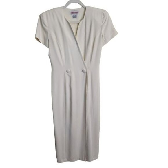 Maggy London Cream Double Breasted Wrap Maxi Dress Size 4 - Picture 1 of 5